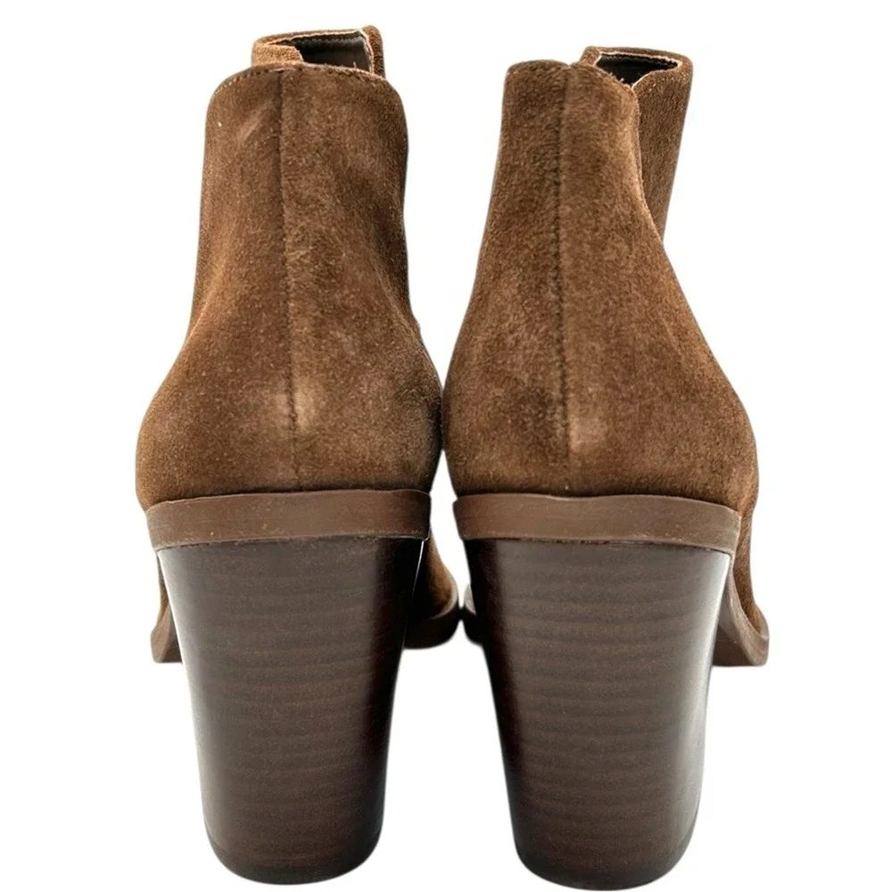 Gianni Bini‎ Brown Suede Pointed Toe Block Heel Ankle Boots Women Size 9
